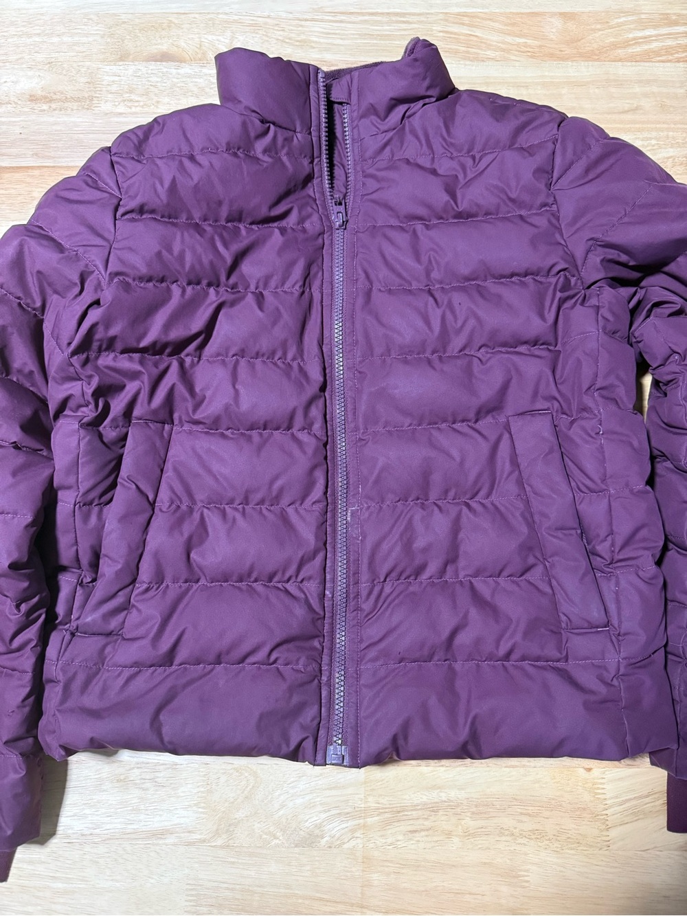 Athleta Girl Purple Puffer Jacket Girls Size Large 12 Plum Full Zip Coat